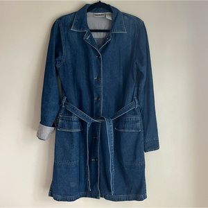 Vintage 90s Bill Blass Belted Denim Coat Medium